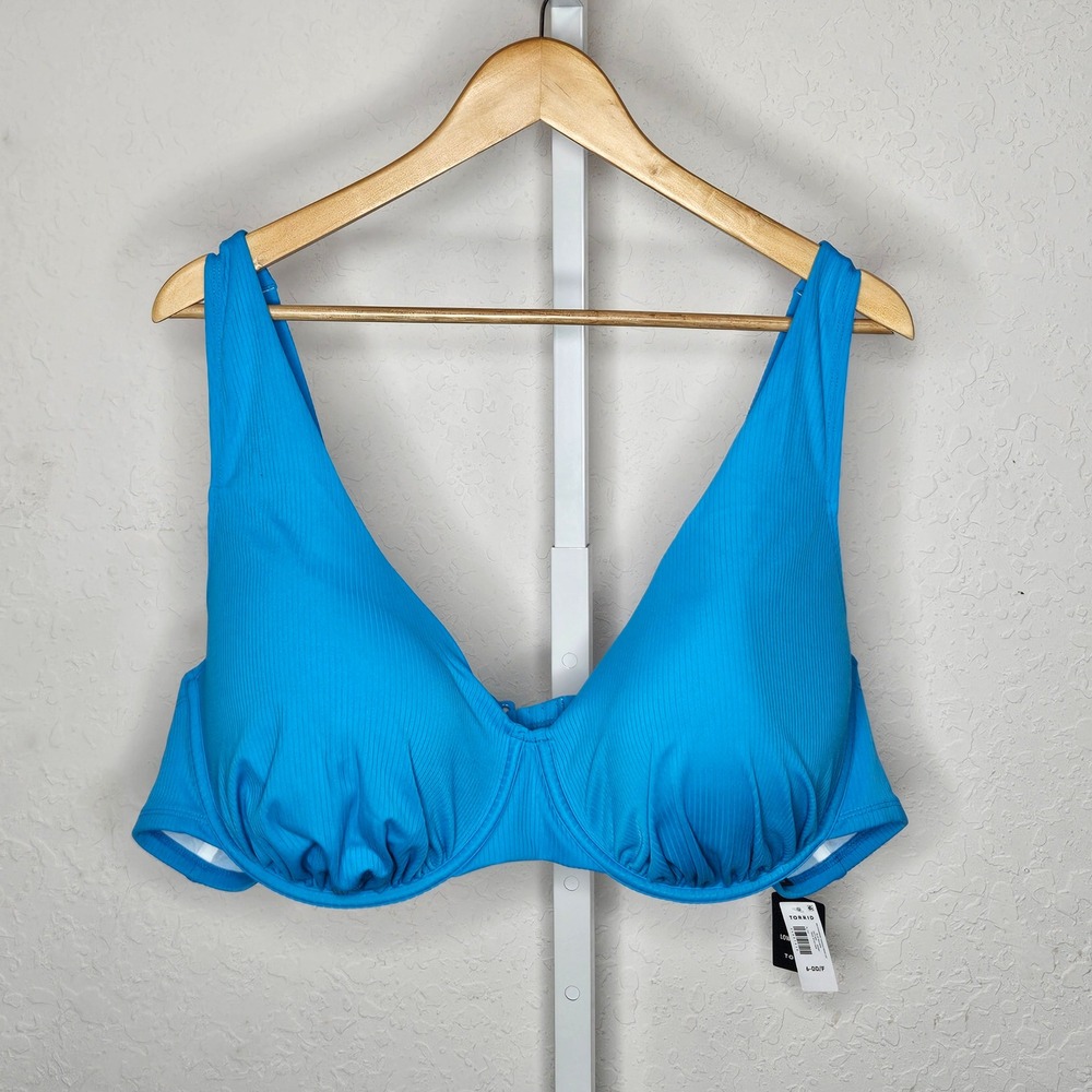 Torrid Bikini Top Blue Sea Ribbed Underwire Triangle Size 6X DD/F NWT